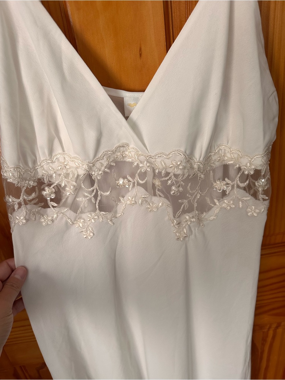 Vintage Denette White Lace-Trim Slip Dress - Picture 6 of 16